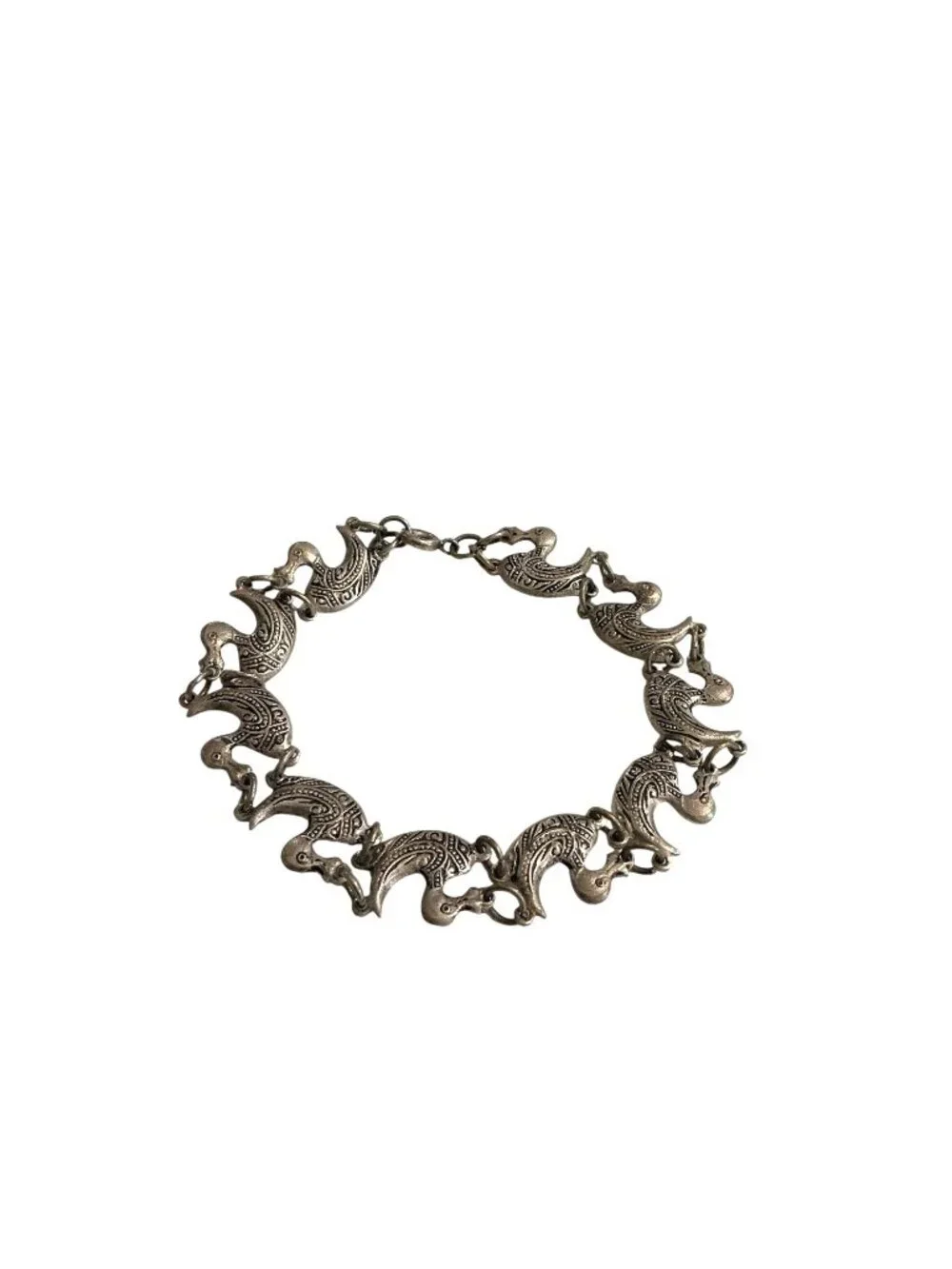 Vintage Sterling Silver Duck Link Bracelet 7-Inch 7.6g Made In Spain - Picture 3 of 9